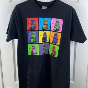 DOCTOR WHO Official Men’s BLACK T’shirt Multi Color Blocks